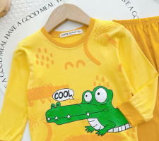 Bộ Đồ Trẻ Em Màu Vàng Họa Tiết Cá Sấu Dễ Thương | Mềm Mịn – Thoáng Mát – Siêu Đáng Yêu