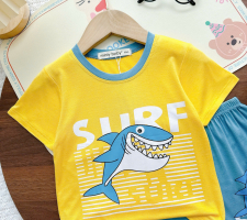 Áo Thun Bé Trai Minly Baby – Họa Tiết Cá Mập, Cotton Mềm Mịn