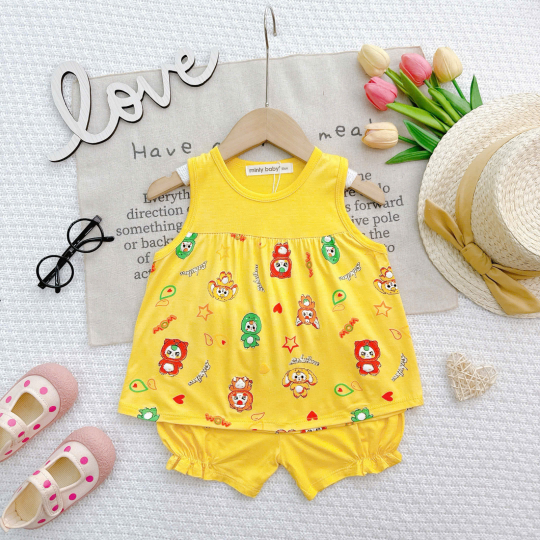 Bộ Đồ Bé Gái BabyThree Màu Vàng– Dễ Thương, Mềm Mịn, Bé Mặc Cực Xinh