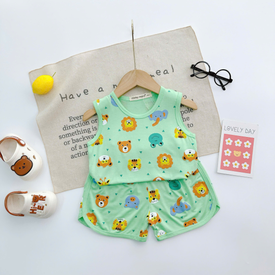 Bộ Đồ Bé Trai Họa Tiết Động Vật Dễ Thương – Chất Mát, Mềm, Thoáng