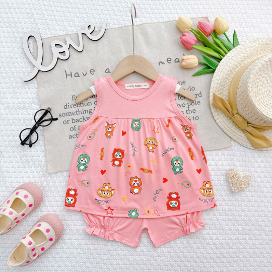 Bộ Đồ Bé Gái BabyThree Màu Xanh Mint – Dễ Thương, Mềm Mịn, Bé Mặc Cực Xinh Ngắn Tay