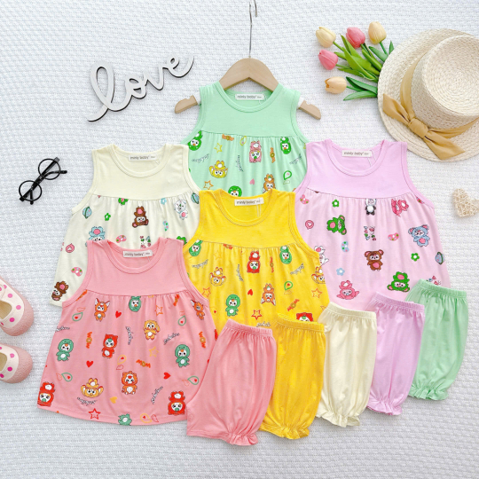 Bộ Đồ Bé Gái BabyThree Màu Vàng– Dễ Thương, Mềm Mịn, Bé Mặc Cực Xinh