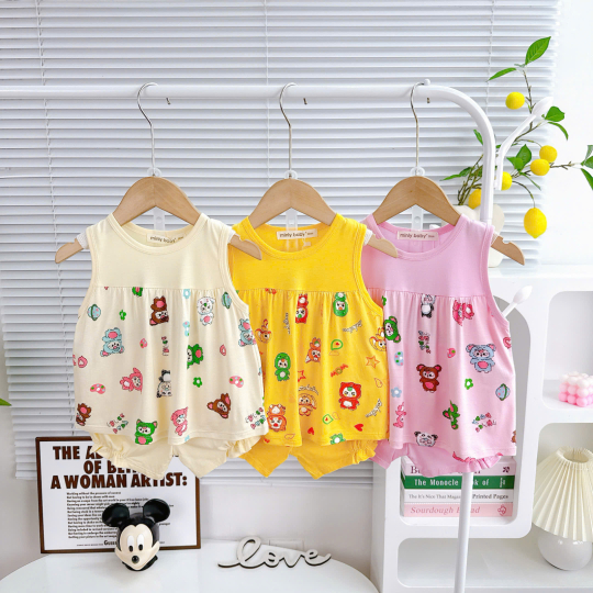 Bộ Đồ Bé Gái BabyThree Màu Vàng– Dễ Thương, Mềm Mịn, Bé Mặc Cực Xinh