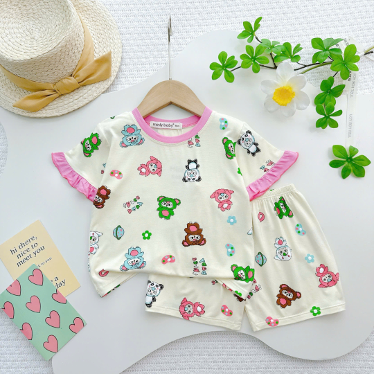 Bộ Đồ Bé Gái BabyThree Màu kem – Dễ Thương, Mềm Mịn, Bé Mặc Cực Xinh