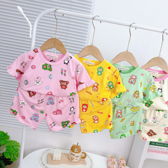 Bộ Đồ Bé Gái BabyThree Màu Hồng – Dễ Thương, Mềm Mịn, Bé Mặc Cực Xinh