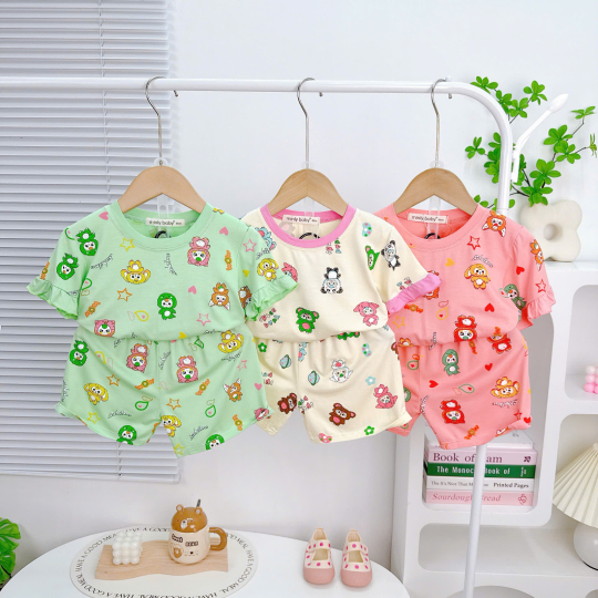 Bộ Đồ Bé Gái BabyThree Màu Hồng – Dễ Thương, Mềm Mịn, Bé Mặc Cực Xinh
