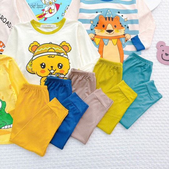 Bộ Đồ Bé Trai Dài Tay Họa Tiết Gấu – Phi Hành Gia – Hổ Dễ Thương | Mềm Mịn – Co Giãn – Mặc Cả Ngày