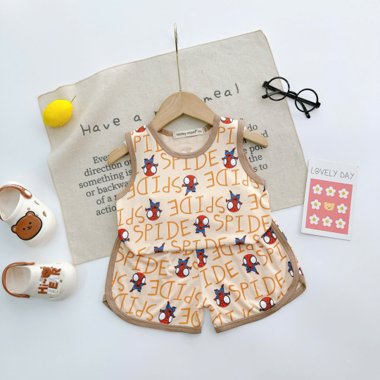 Bộ Đồ Bé Trai Họa Tiết Người Nhện Dễ Thương – Chất Mát, Mềm, Thoáng