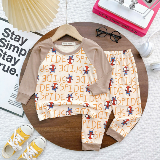 Bộ đồ Người Nhện bé gái tay dài quần dài – Đẹp, mềm, thoáng mát