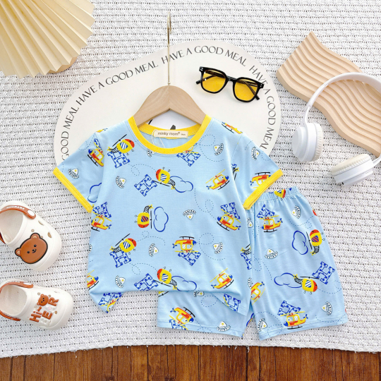 Bộ Đồ Bé Trai Họa Tiết Máy Bay – Trực Thăng Dễ Thương, Năng Động & Cực Thoải Mái