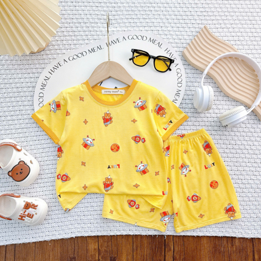 Bộ Quần Áo Bé Trai - Họa Tiết Động Vật Phi Hành Gia Dễ Thương