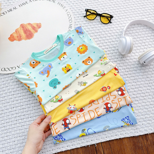 Bộ Đồ Bé Trai Họa Tiết Khủng Long – Cá Voi – Cây Dừa Dễ Thương, Mát Mẻ, Năng Động