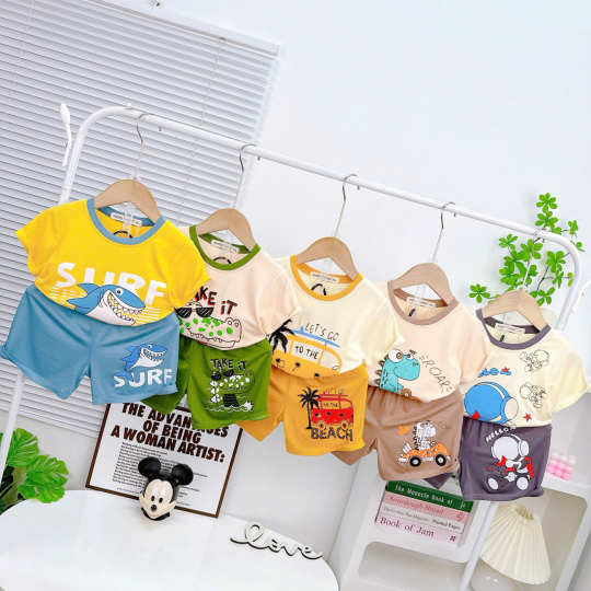 Áo Thun Bé Trai Minly Baby – Họa Tiết Cá sấu, Cotton Mềm Mịn