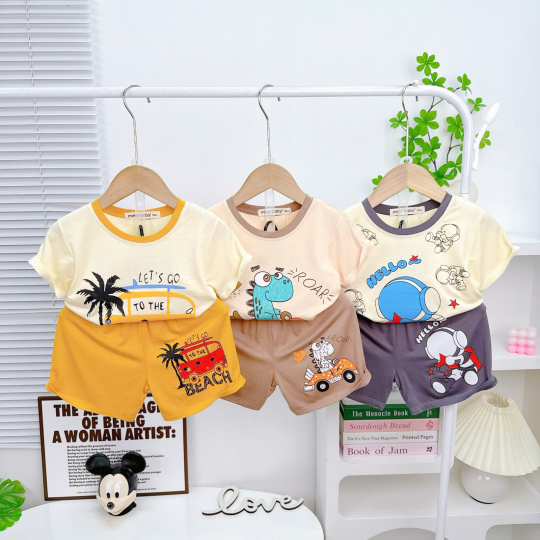 Áo Thun Bé Trai Minly Baby – Họa Tiết Cá sấu, Cotton Mềm Mịn